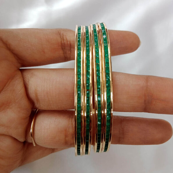 Rich Emerald Bangles (Set of 4)