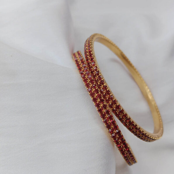 Pretty Two Line Red Stone Bangles