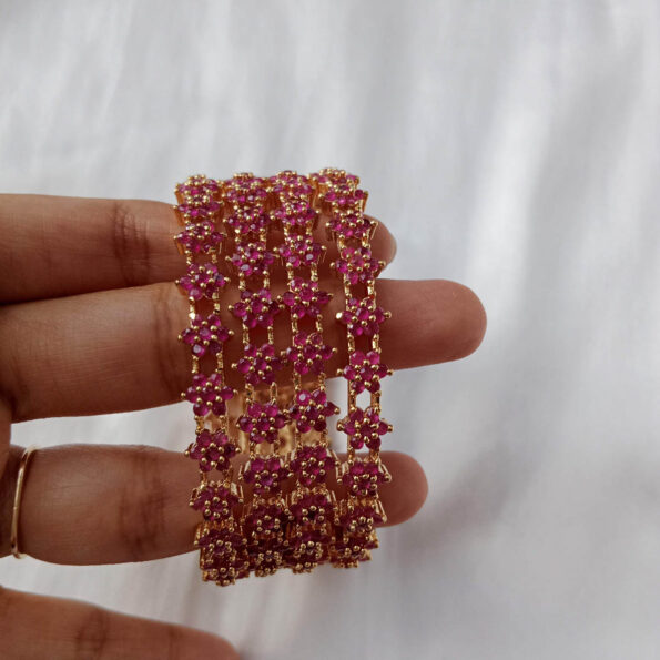 Cute Ruby Flower Bangles