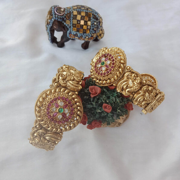 Bridal Antique Peacock Bangles With Kemp Stones