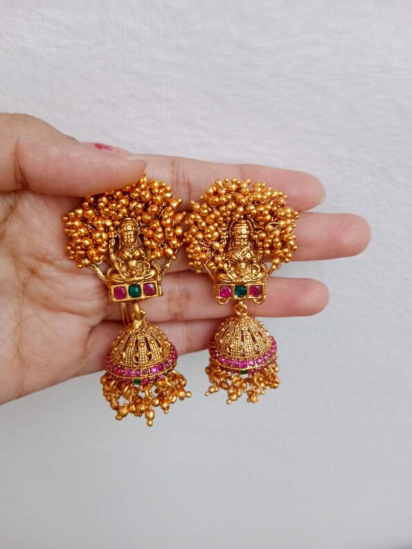 Ethnic Gold Beads Laskshmi Jhumki