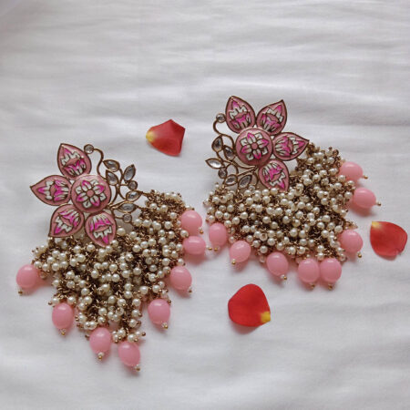 Long Designer Wear Meenakari Earrings