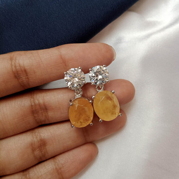 Smart Solitaire with Coloured Dublet Stone Drop Earrings