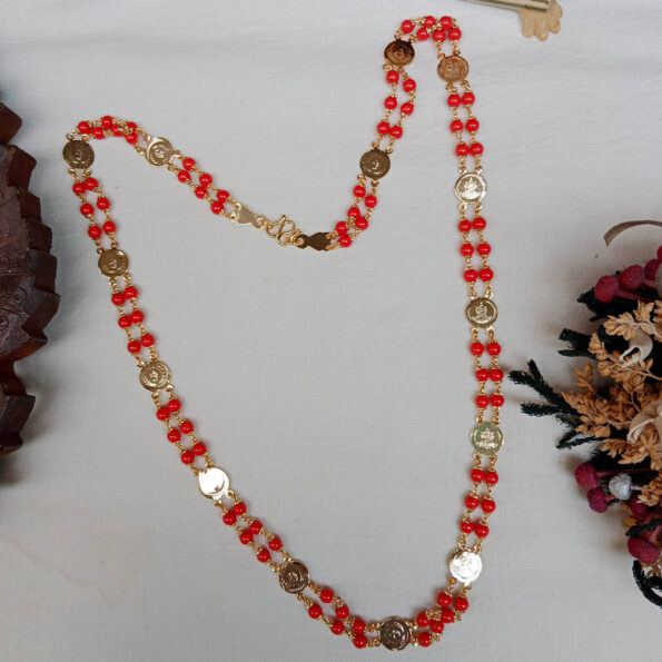 Two layer Coral/Black Bead Neckset