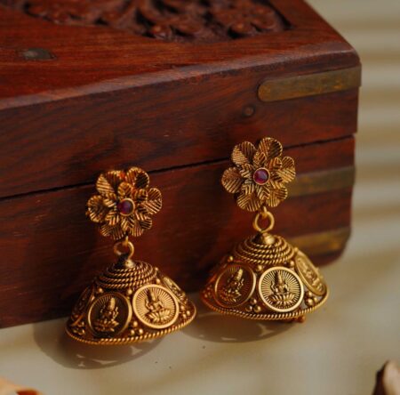 Flower Stud with Lakshmi Jhumki Down