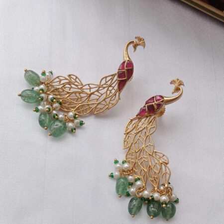Designer Jadau Peacock Earrings