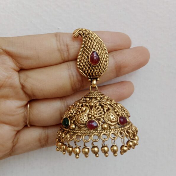 Mango Stud with Peacock Jhumki