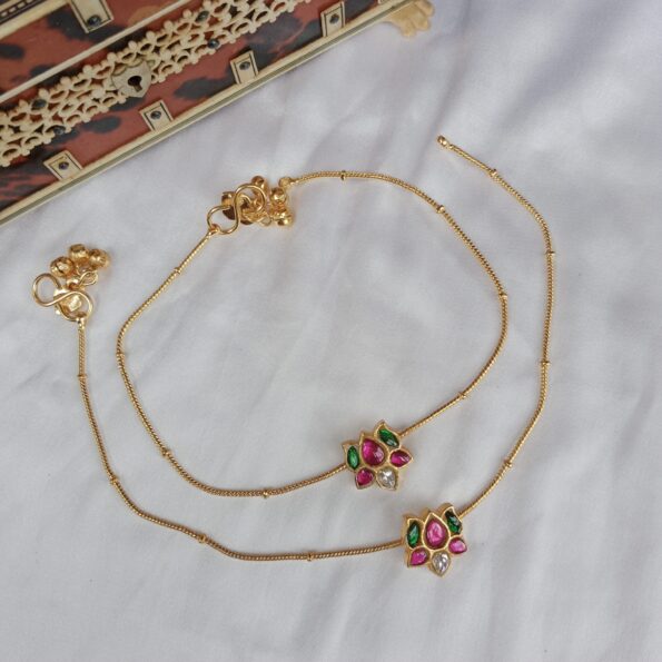 Lotus Jadau Anklets