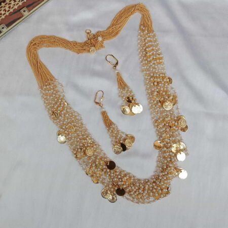 Trendy Bunch of Pearl Chains with Lakshmi Coins