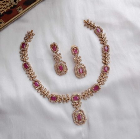 Rectangle Ruby in Leaf Pattern