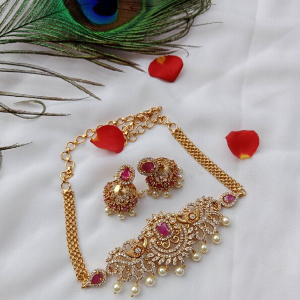 AD peacock choker with jhumki