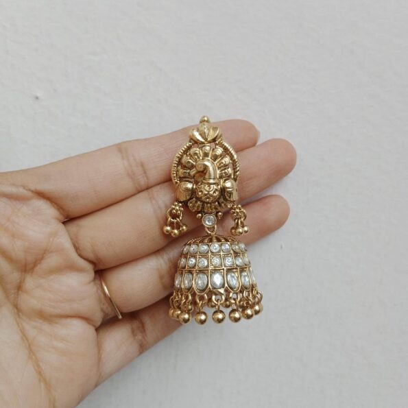 Peacock Jhumkis with Stones