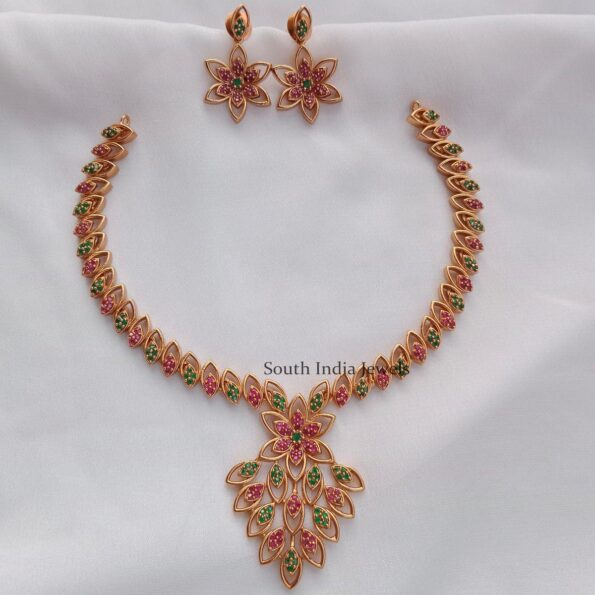 Ruby and Emerald Leaf Neckset