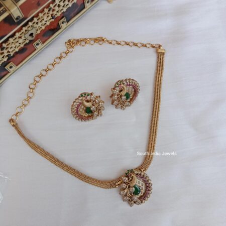 Classy Peacock Pendant in Antique Chain