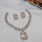 Sparkling Square Solitaire Neckset