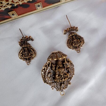 Cute Goddess Lakshmi Pendant Set in Brass Finish