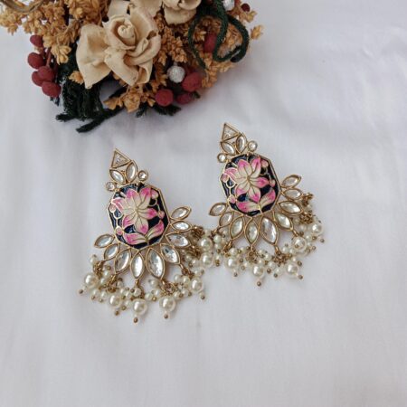Pretty meenakari kundan earrings