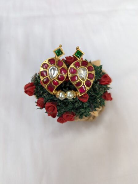 Red jadau mango earring
