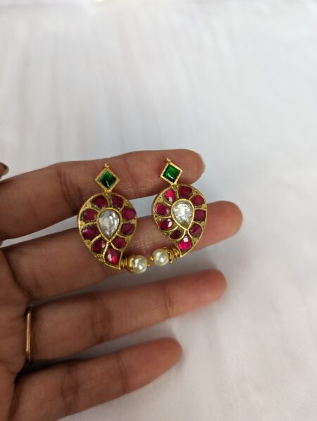 Red jadau mango earring