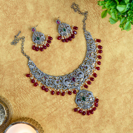 Grand Victorian neckset with red bead drops