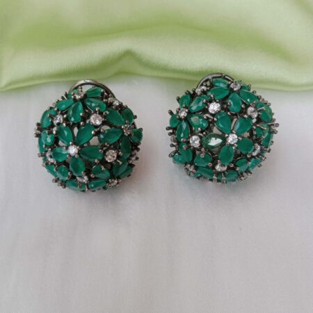 Round Emerald and AD stud