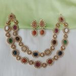 Attractive two layer navrathna neckset