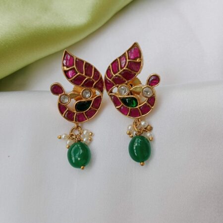 Pretty peacock Jadau earrings
