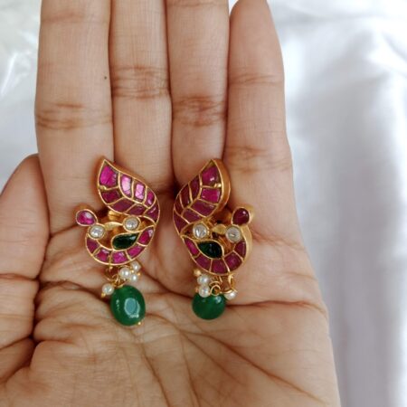 Pretty peacock Jadau earrings
