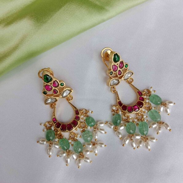 Unique Chandbali Jadau earrings