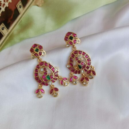 Cute Peacock Jadau drop earrings