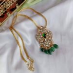 Heritage Dual peacock Jadau pendant in gold look alike chain