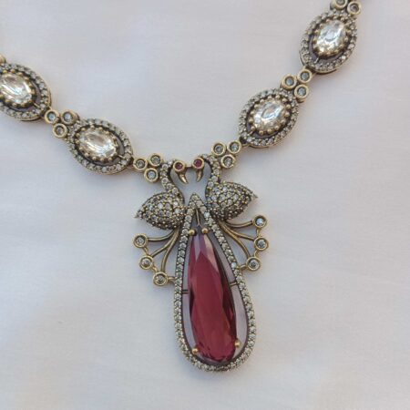 Attractive single layer massonite Victorian ruby neckset