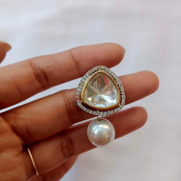 Victorian polki with pearl drop