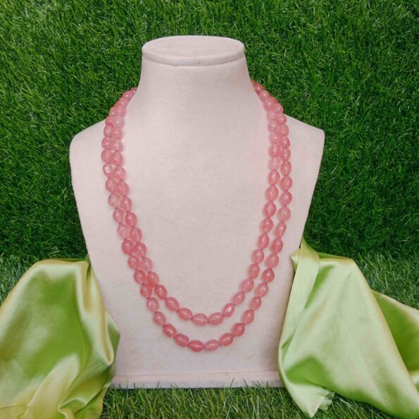 Pretty Two Row Pink Bead Necklace