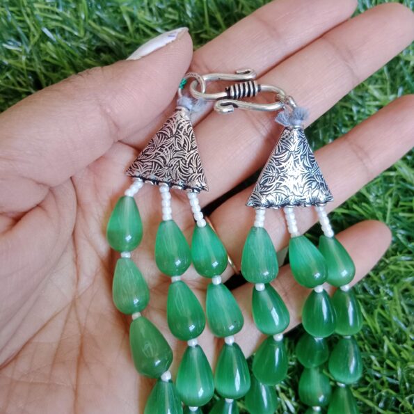 Beautiful Three Row Green Bead Haram