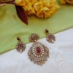 Victorian Elephant Red Stone Pendant Set