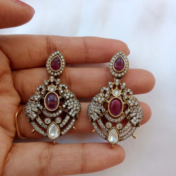 Victorian Elephant Red Stone Pendant Set