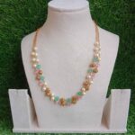 Pretty Green/Pink Pumpkin Bead Pearl Mala