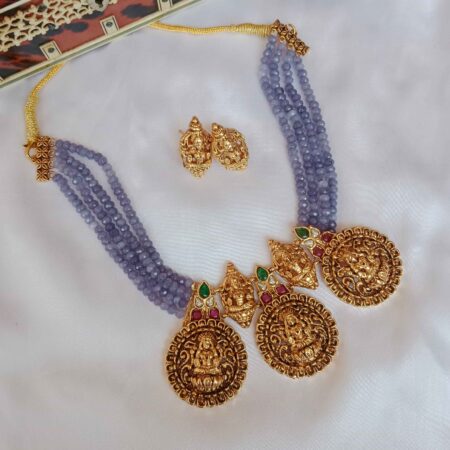 Pretty Goddess Lakshmi Choker with Purple Beads