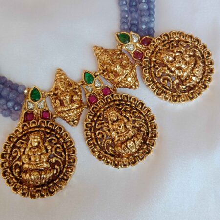 Pretty Goddess Lakshmi Choker with Purple Beads