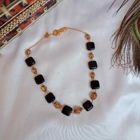 Elegant Black Bead Antique Necklace