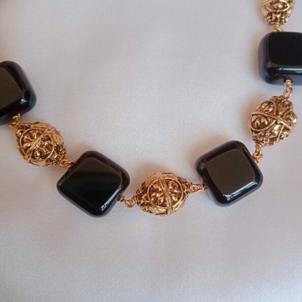 Elegant Black Bead Antique Necklace