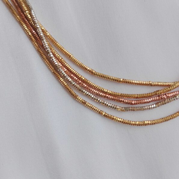 Trendy 5 Row Chain of Silver Copper and Gold