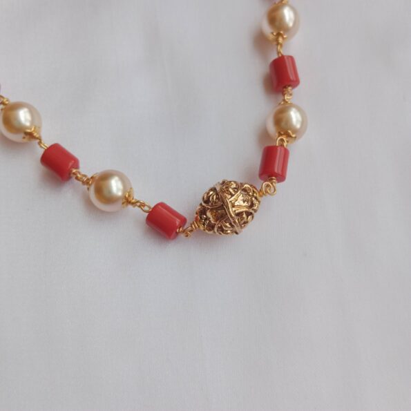 Classy Coral Pearl Necklace