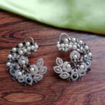 Black and AD Stone Stylish C Earrings