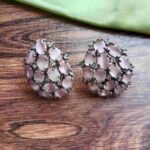 Designer Pink Oval Earrings