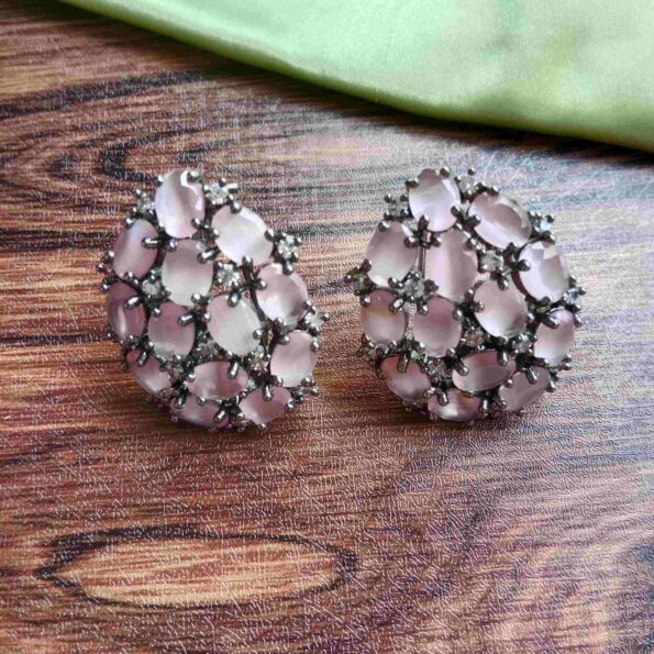 Designer Pink Oval Earrings