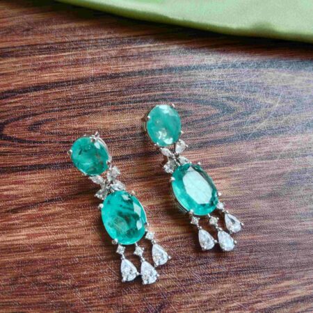 Green Dublet Stone Drop Earrings