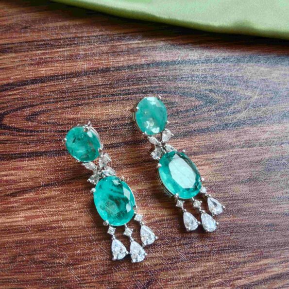 Green Dublet Stone Drop Earrings