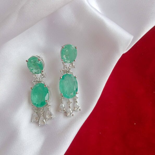 Green Dublet Stone Drop Earrings